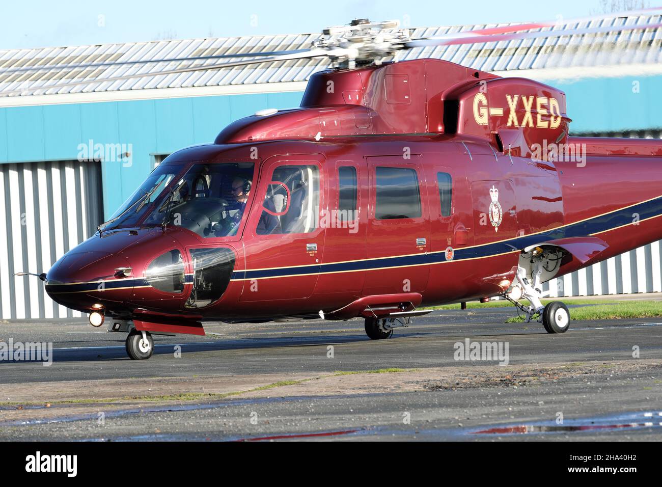 The Queens Flight Sikorsky S-76C helicopter was by members of the Royal Family registration G-XXED seen in 2021 Stock Photo