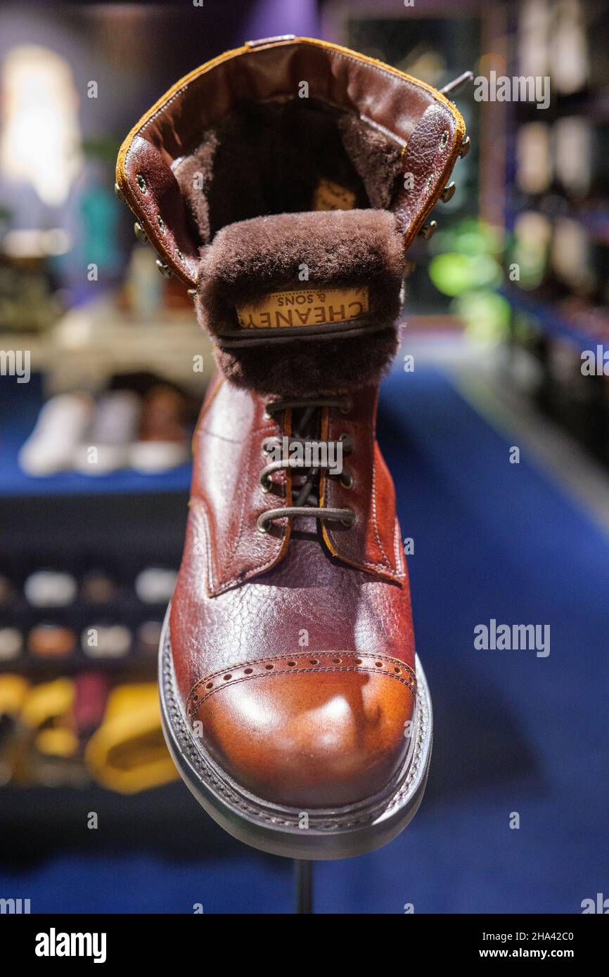 Leather boot on display at a men's shoe shop called Joseph Cheaney & Sons  Stock Photo - Alamy