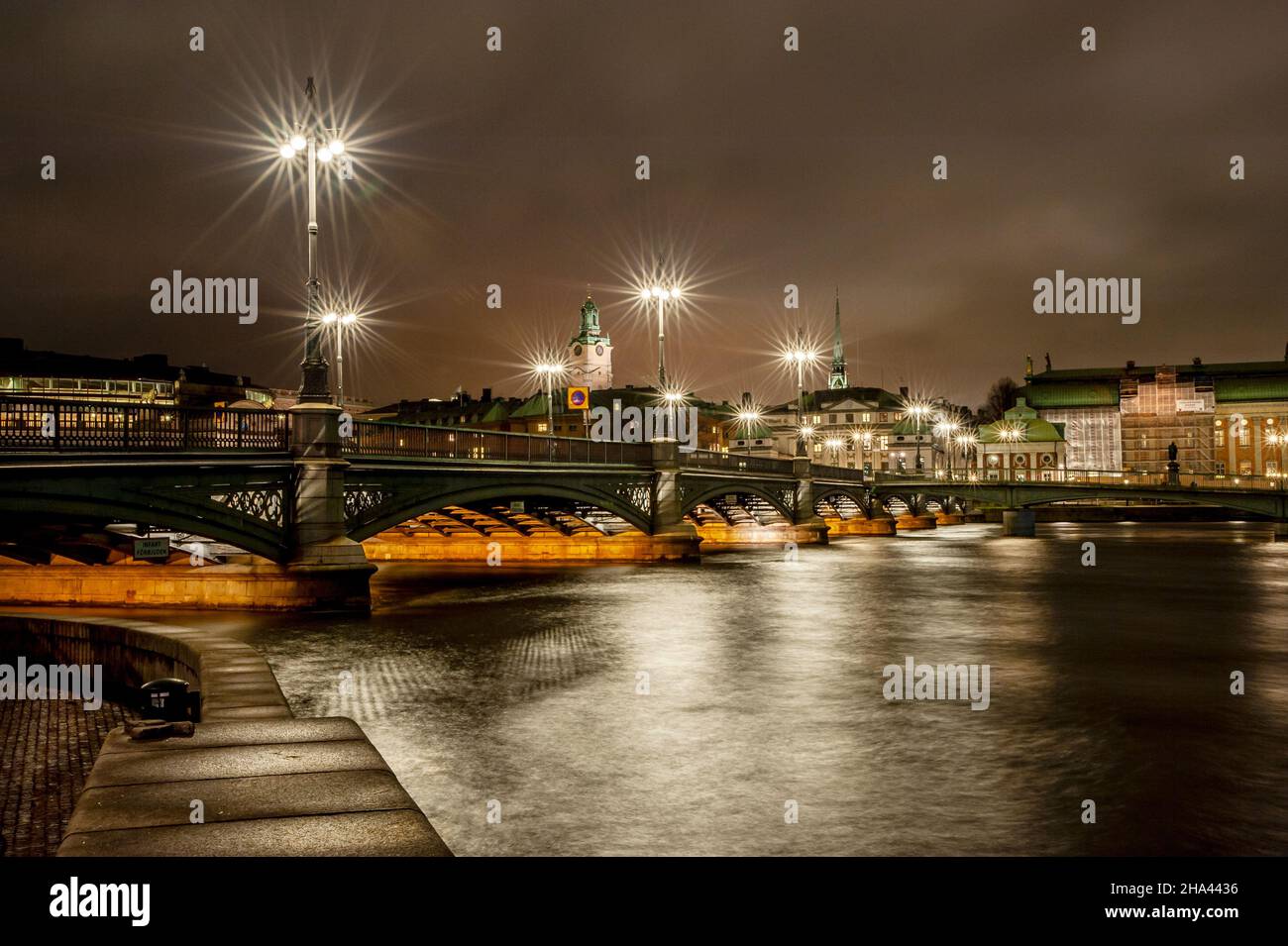 Stockholm City at night- waterfront Stock Photo
