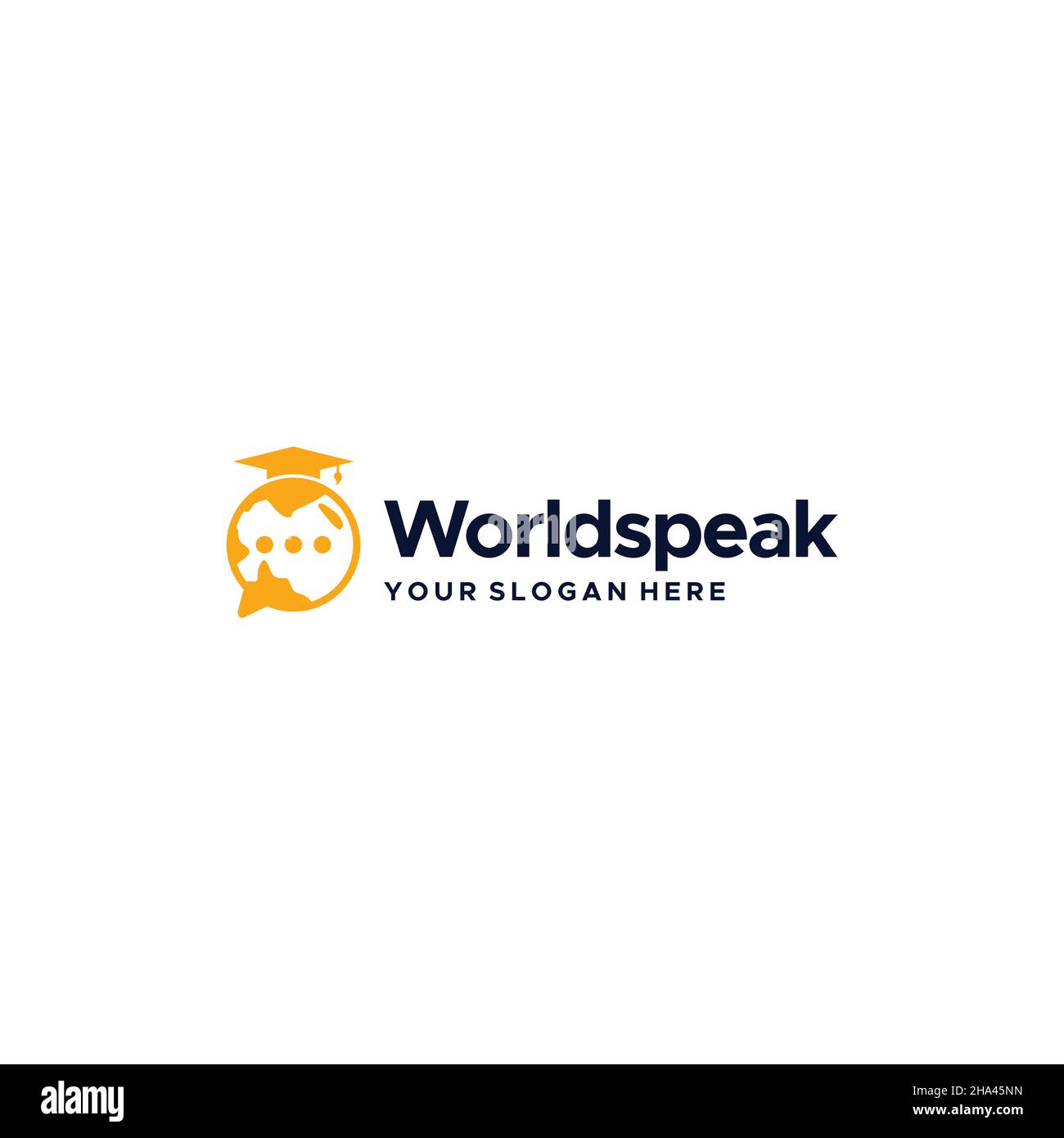 modern Worldspeak globe hat circle Logo design Stock Vector