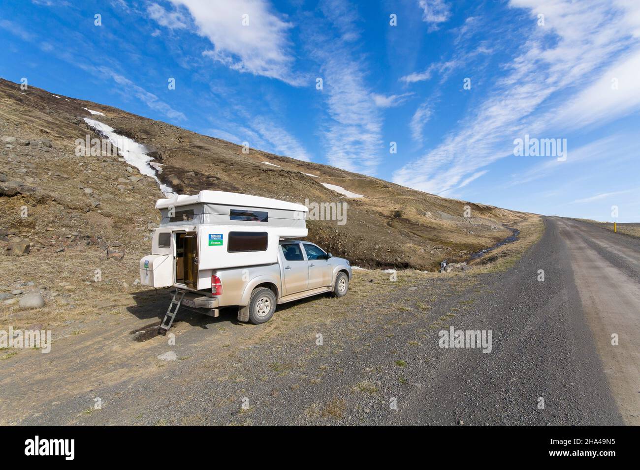 Roadside parking space, East Fjords, Iceland Stock Photo