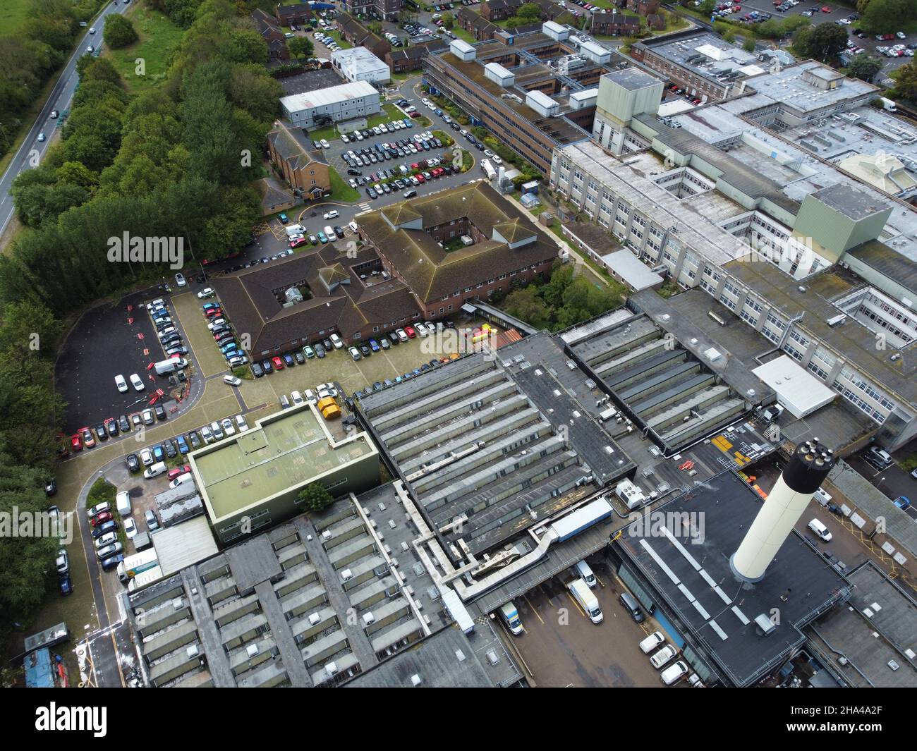 Aerial photographs of the Department of Psychiatry on the Eastbourne District General Hospital site in Eastbourne, East Sussex. Stock Photo