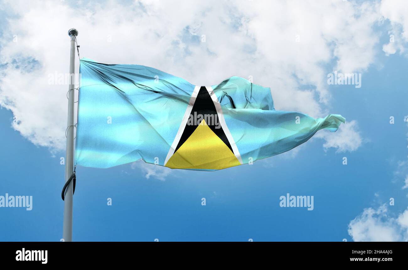 Saint Lucia flag - realistic waving fabric flag Stock Photo - Alamy