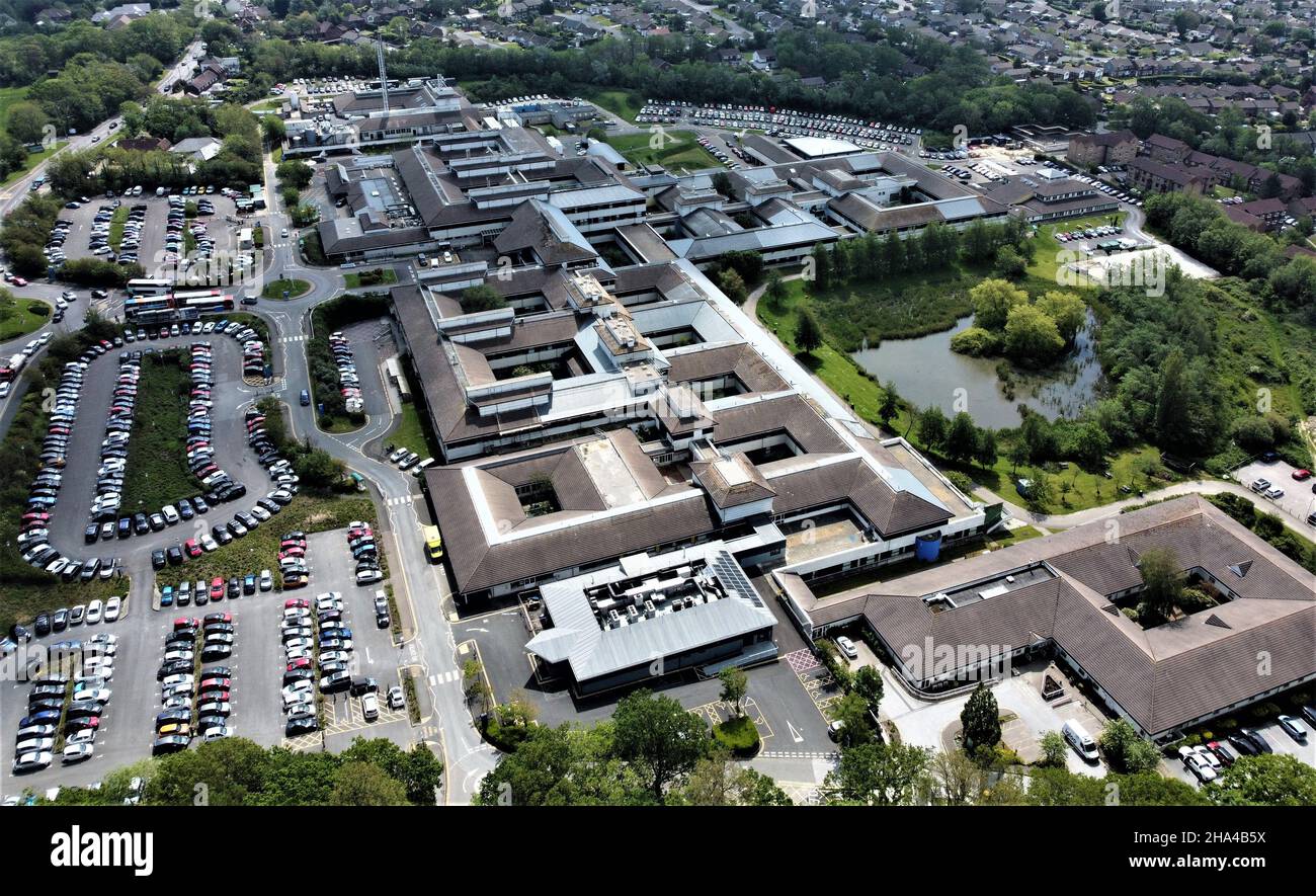 Aerial photograph of Conquest Hospital in Hastings taken by drone Stock