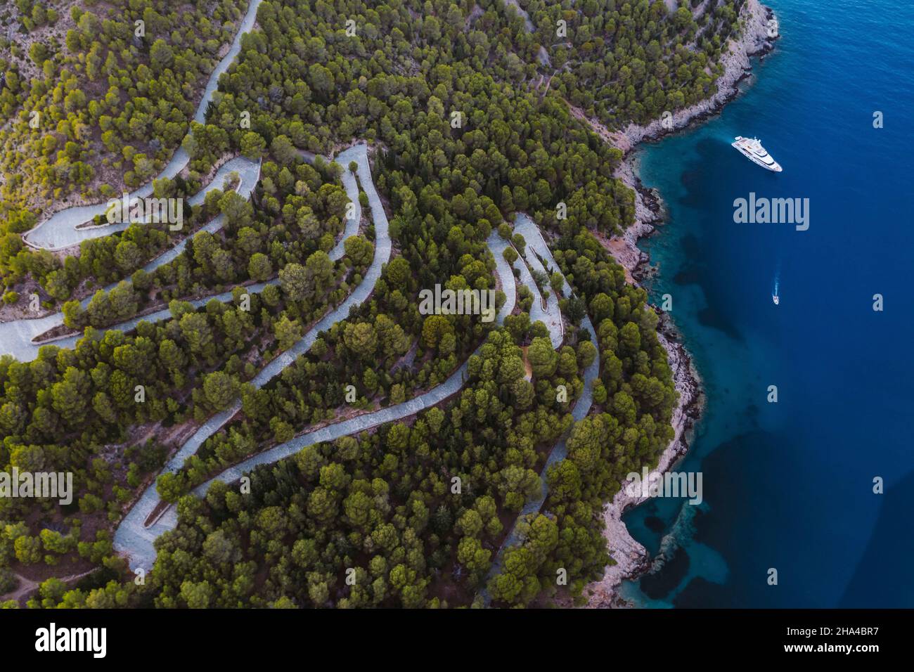 aerial view of luxury sail yacht in assos village,kefalonia island,greece Stock Photo Alamy