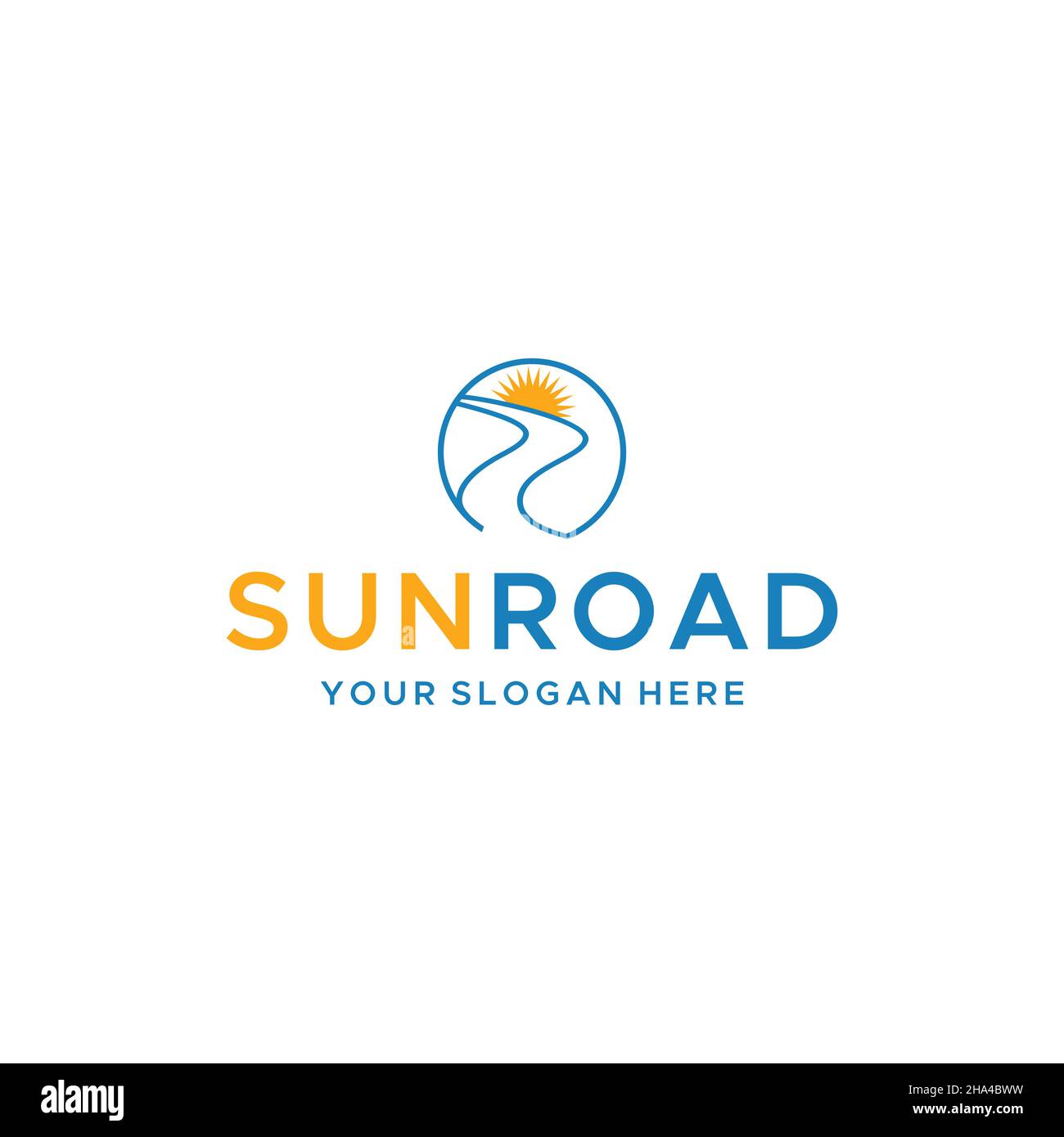 Modern flat colorful SUN ROAD logo design Stock Vector