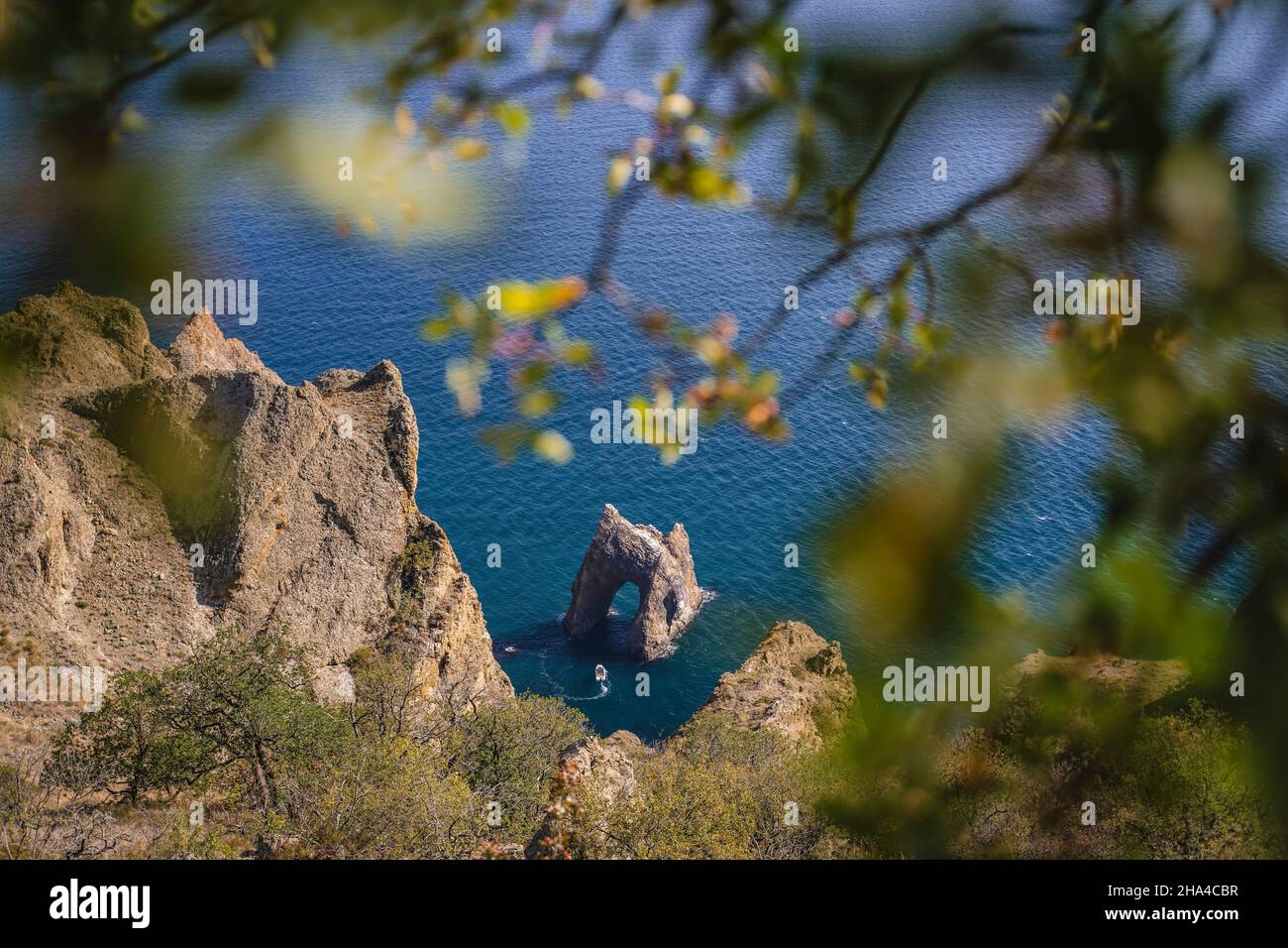 top view of the golden gate rock in karadag black sea in crimea,russia ...
