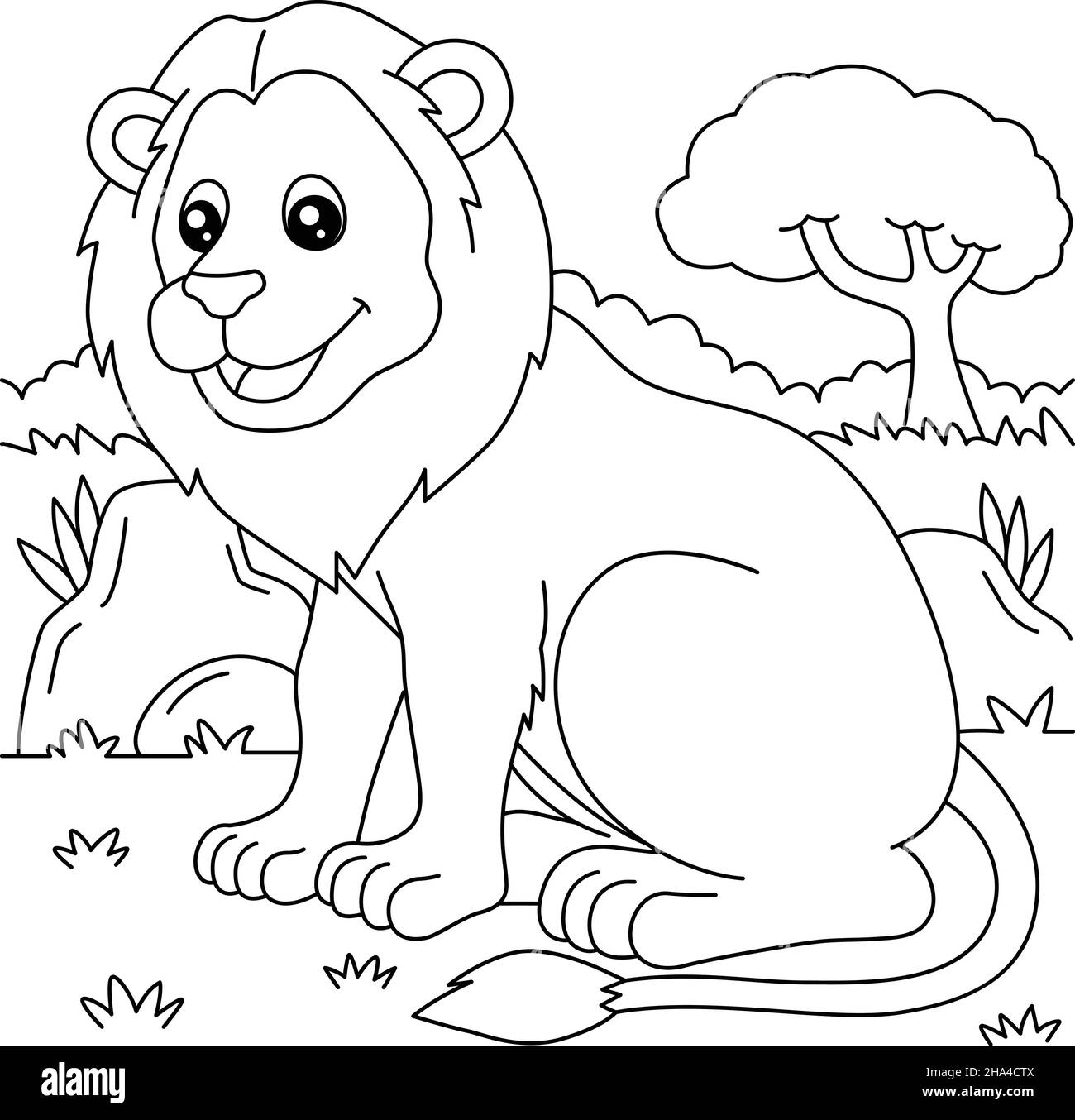 Lion Coloring Page for Kids Stock Vector Image & Art - Alamy