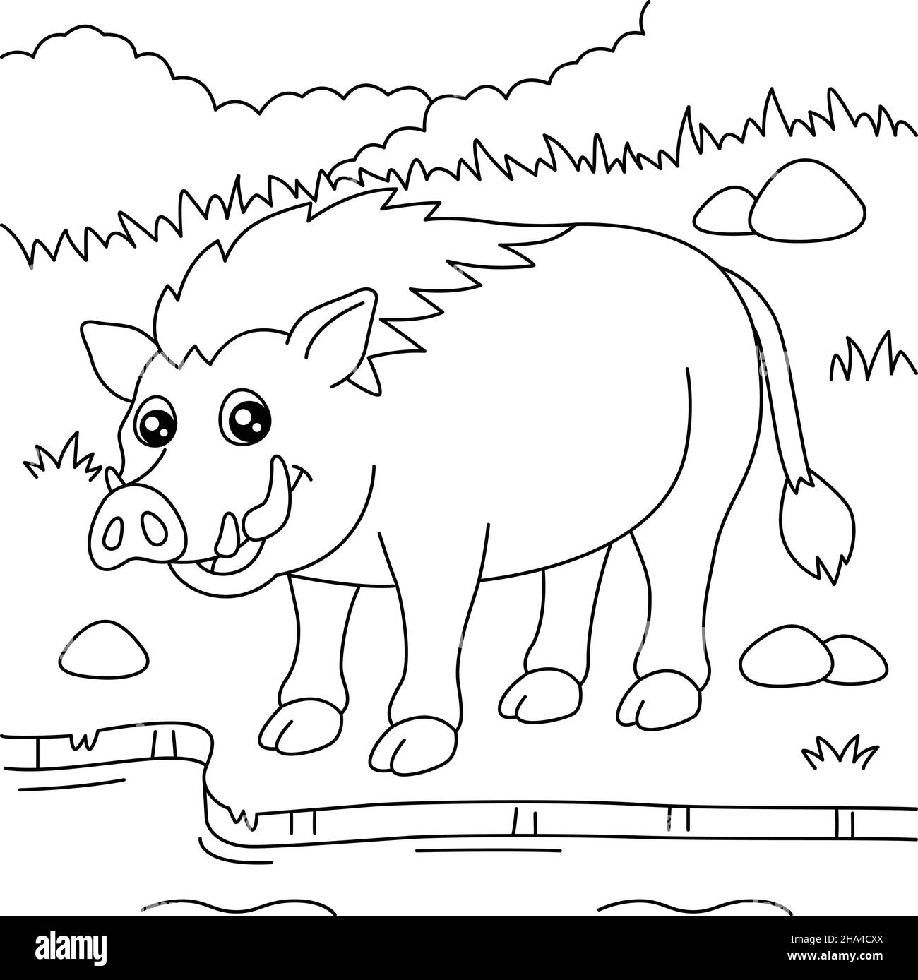 Warthog Coloring Page for Kids Stock Vector