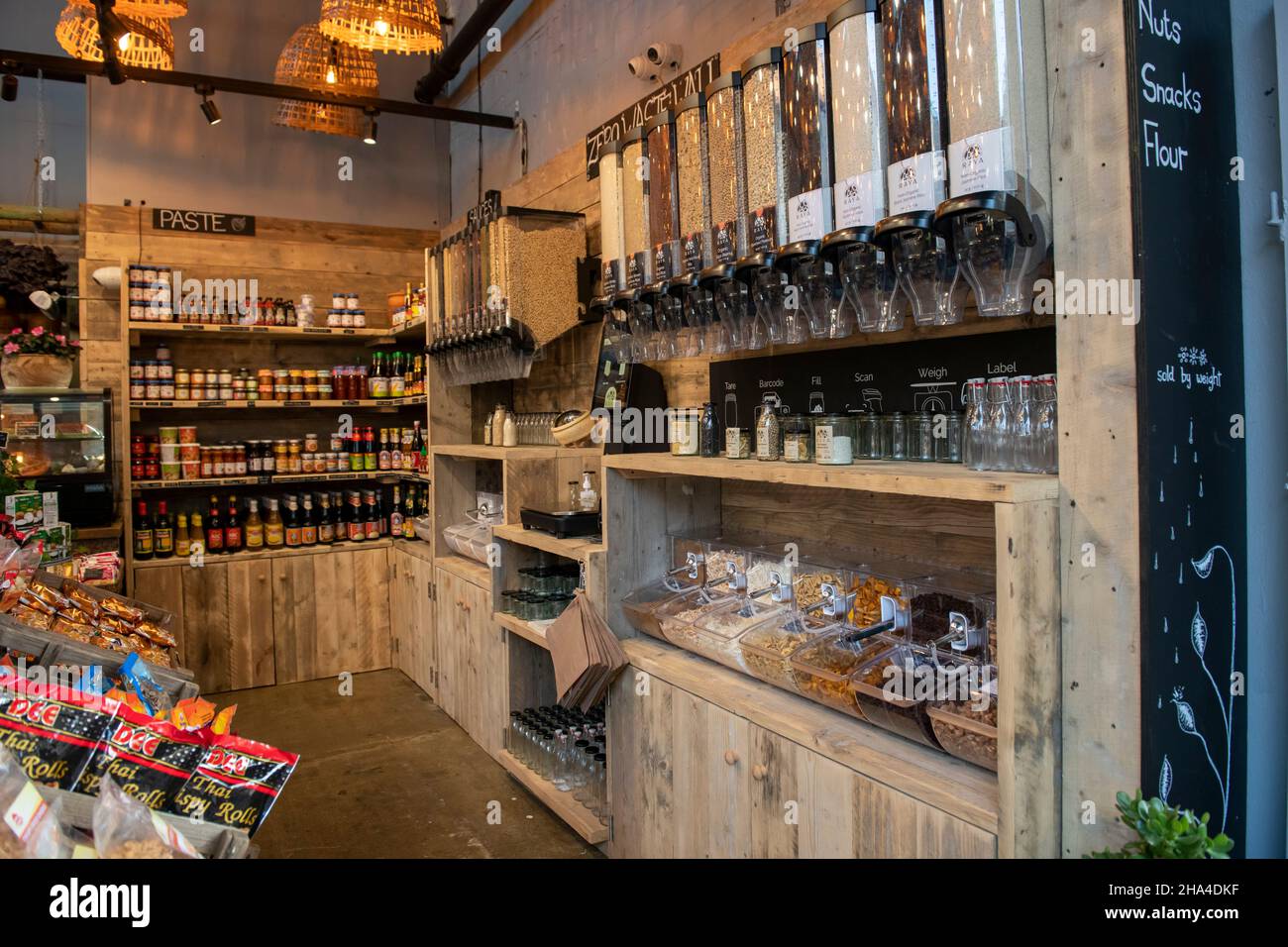 A specialist South East Asian sustainable grocery shop in Borough Market Stock Photo