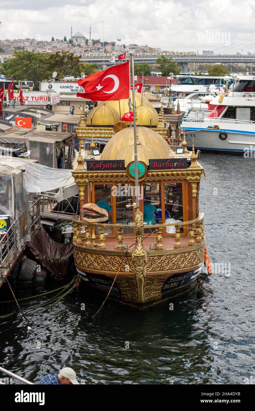 Istanbul, Turkey - September 4, 2021: Detail of a boat on Istanb Stock Photo