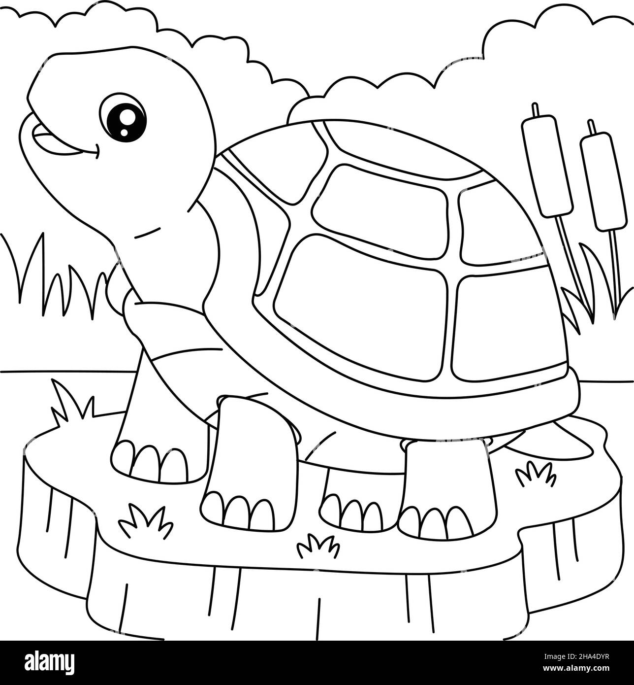 Turtle Coloring Page for Kids Stock Vector