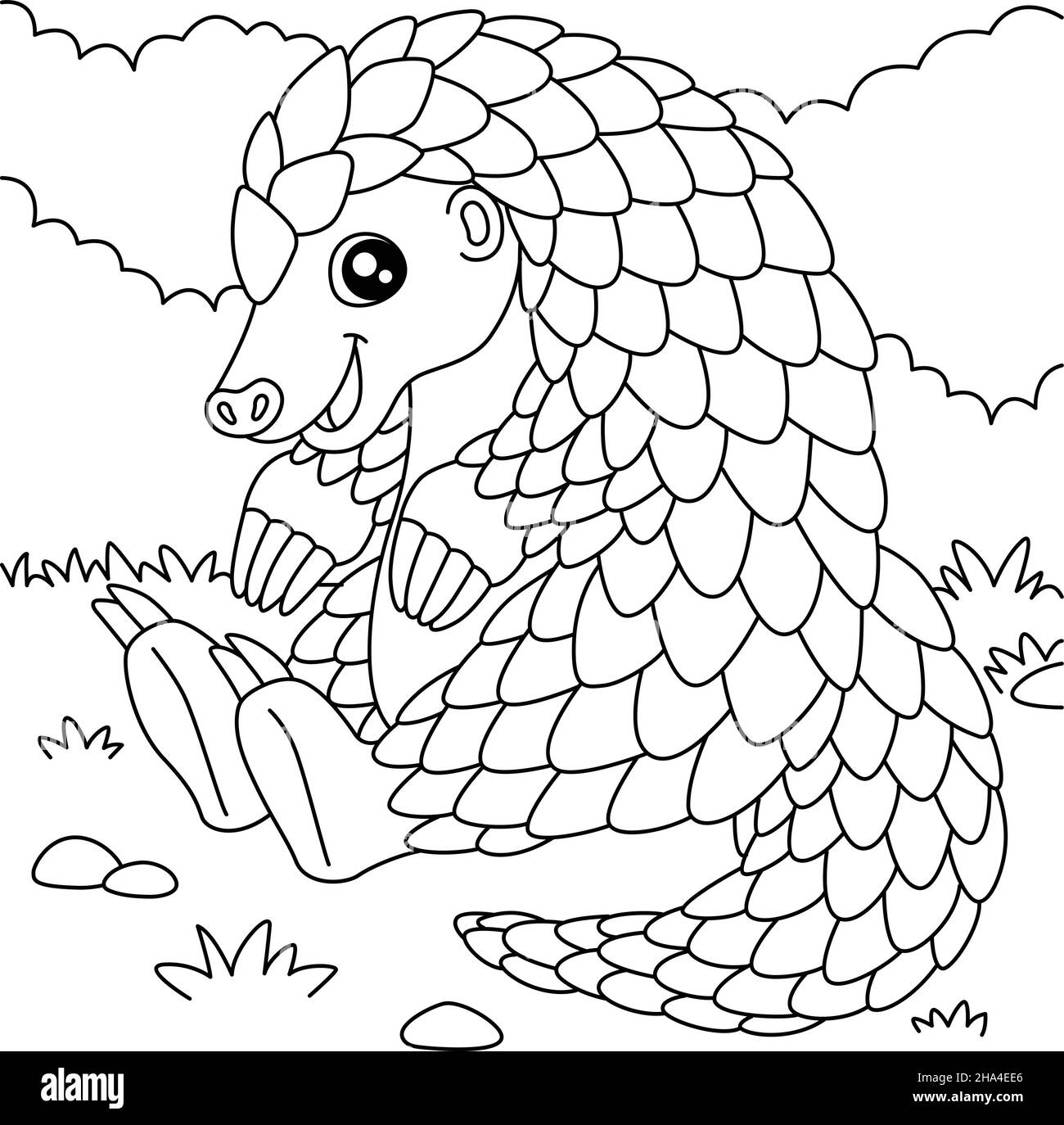 Pangolin Coloring Page for Kids Stock Vector Image &amp; Art - Alamy