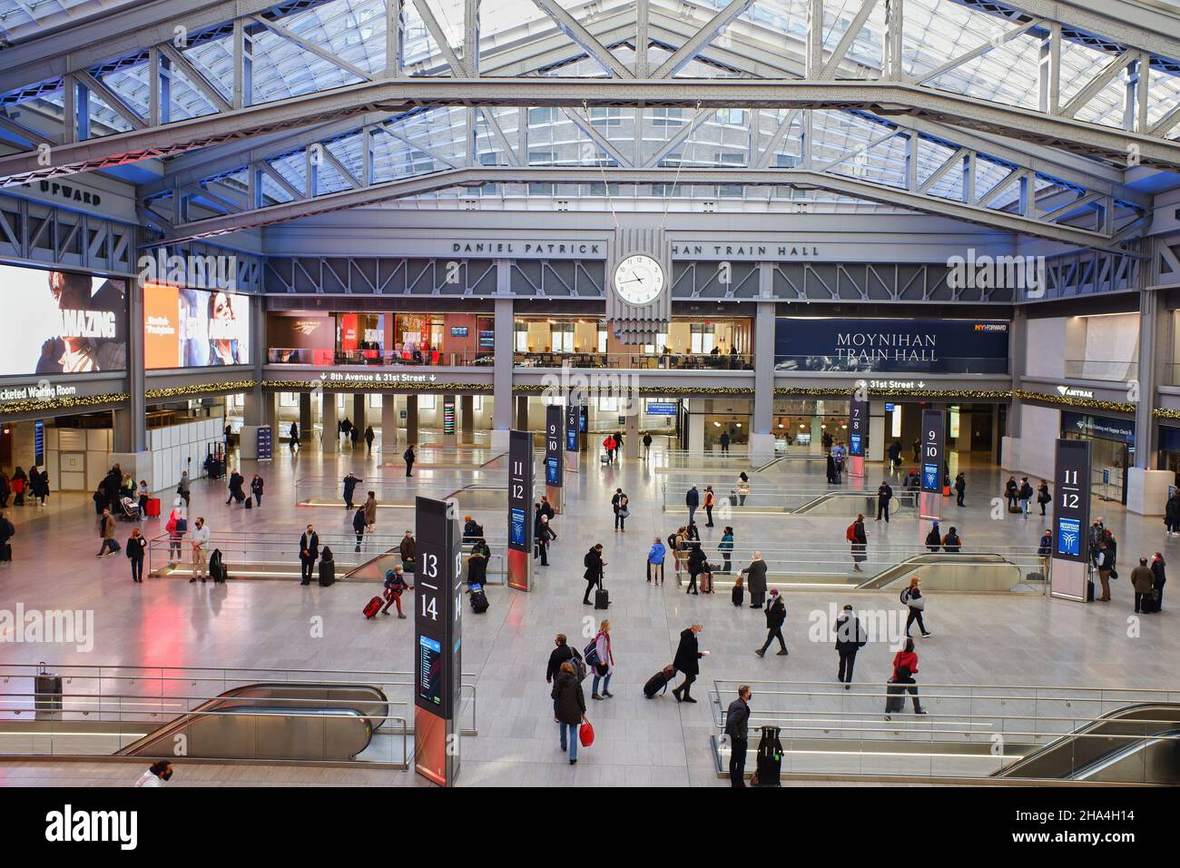 Interior view of Moynihan Train Hall at Penn Station.Midtown Manhattan.New York City.USA Stock Photo