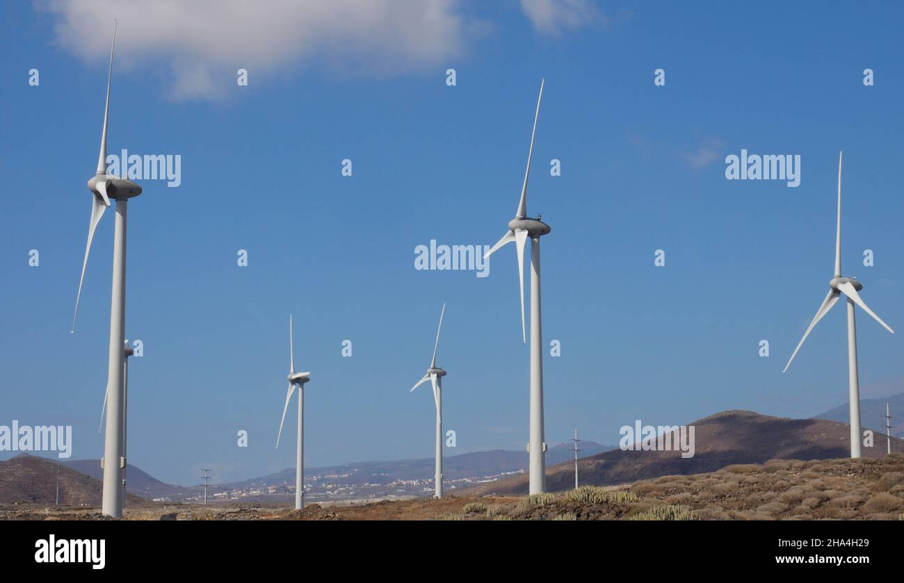 Mountainous landscape and set of wind turbines Stock Photo - Alamy