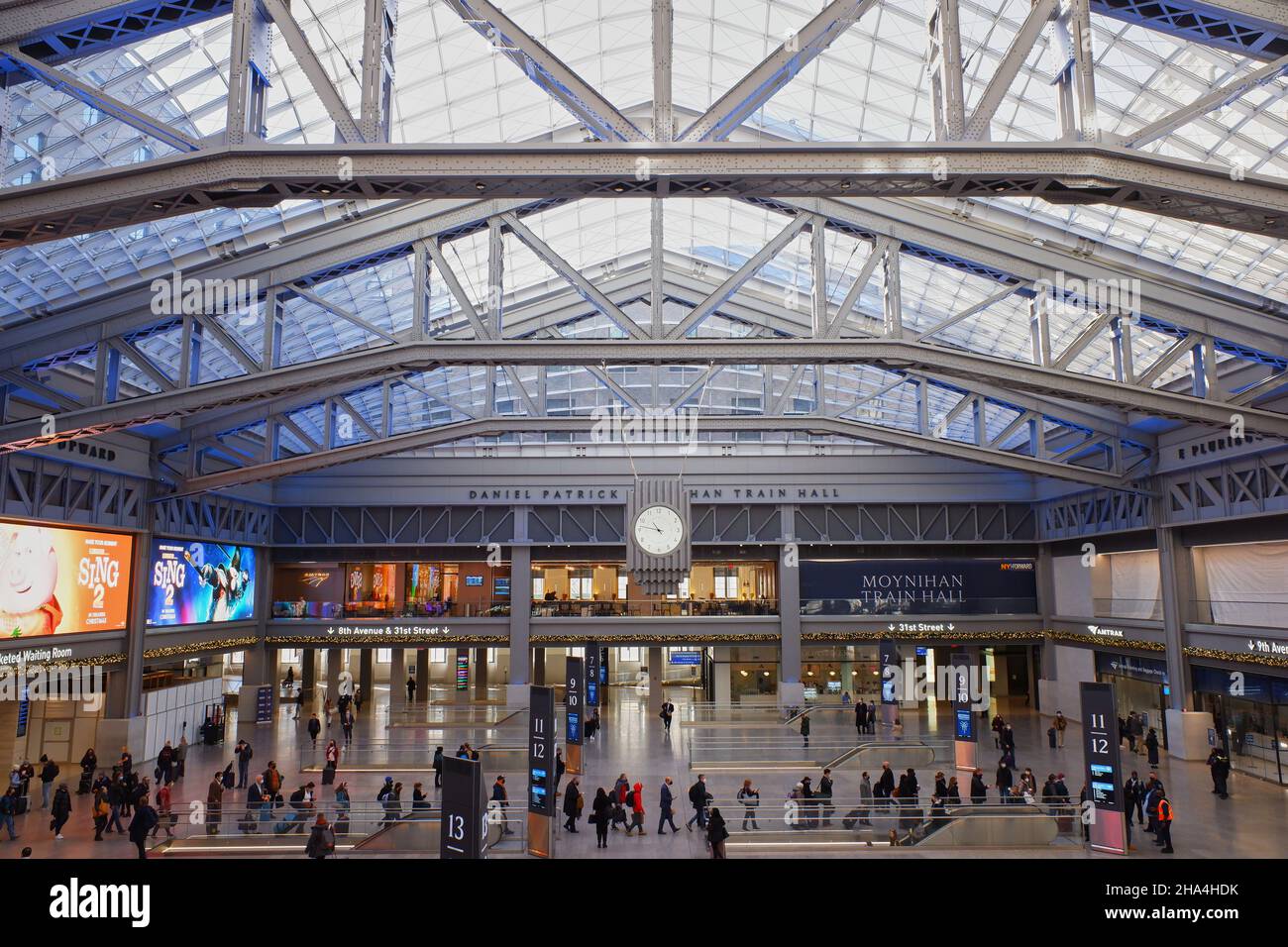 Interior view of Moynihan Train Hall at Penn Station.Midtown Manhattan.New York City.USA Stock Photo