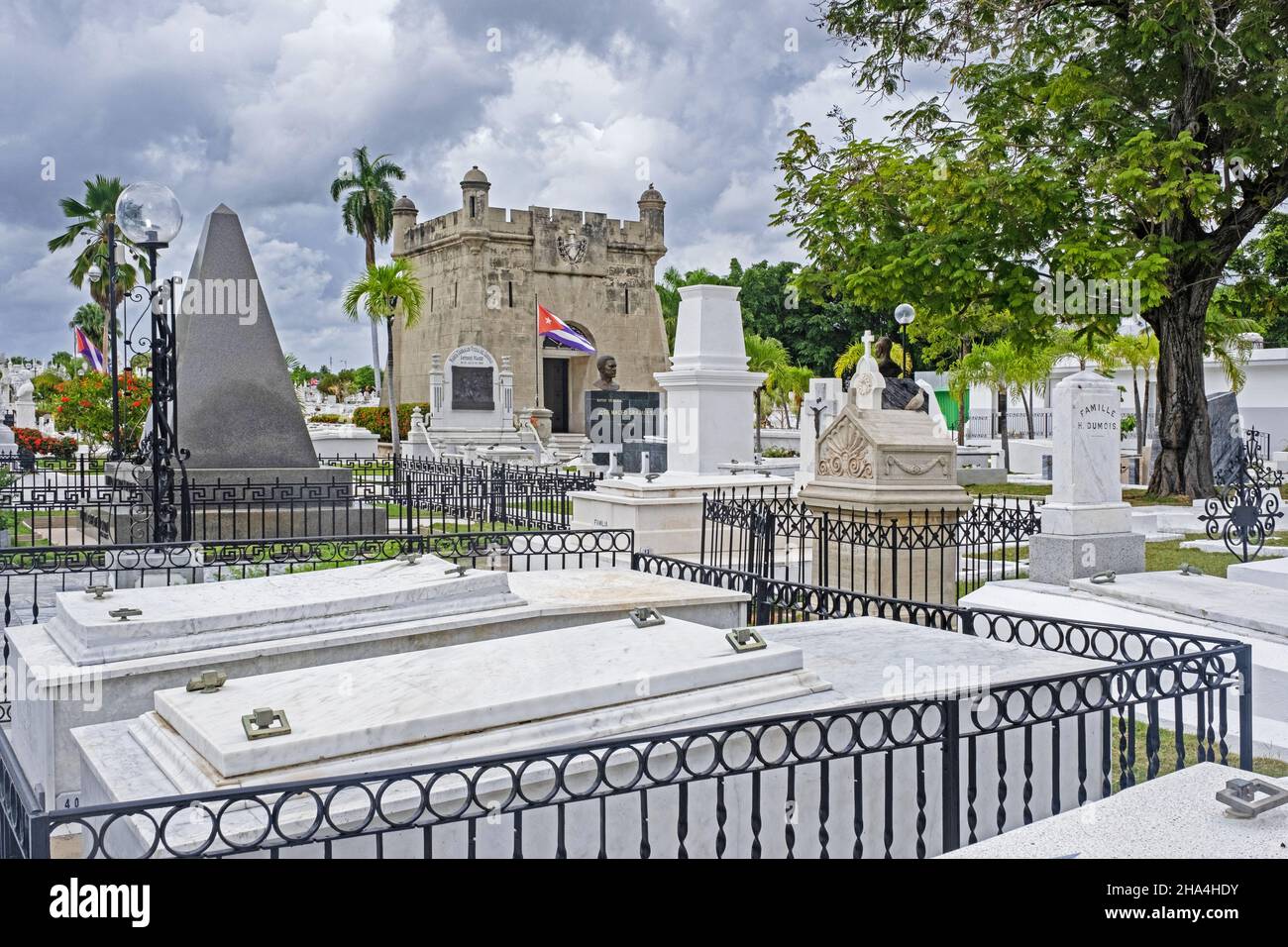 Santa Ifigenia Cemetery with final resting places of famous Cubans like Fidel Casto and José Martí in Santiago de Cuba on the island Cuba, Caribbean Stock Photo