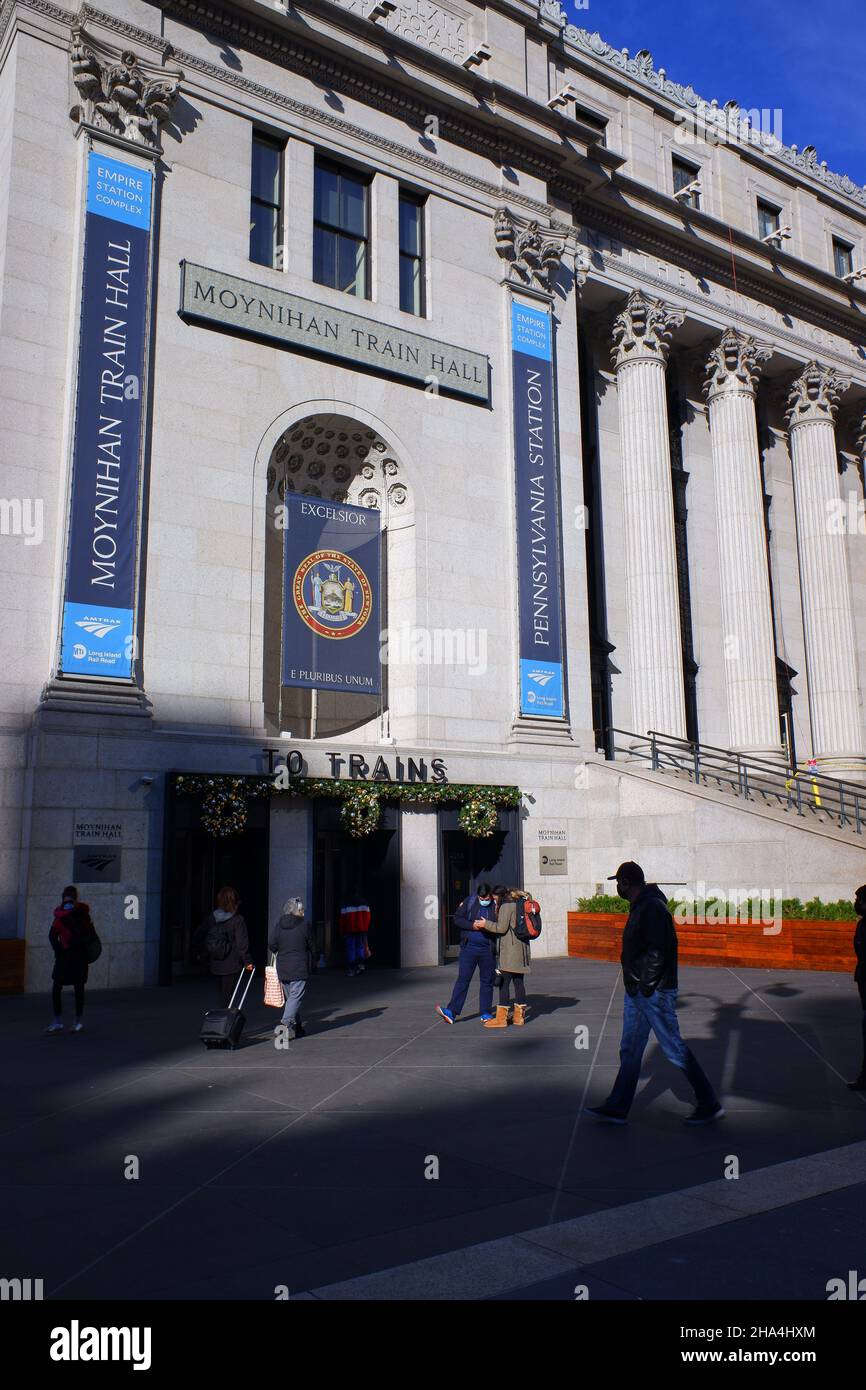Entrance of Moynihan Train Hall of Penn Station at James A.Farley