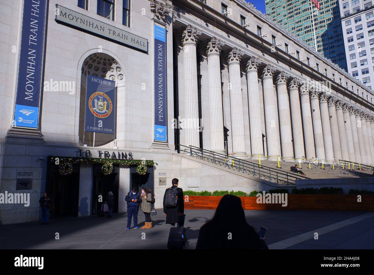 Entrance of Moynihan Train Hall of Penn Station at James A.Farley