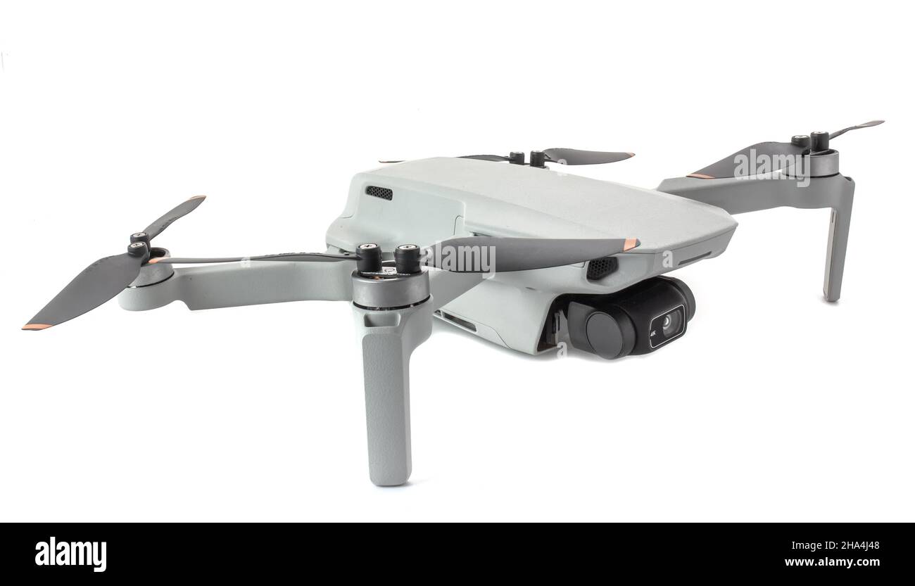 Gray drone isolated on white background. Stock Photo