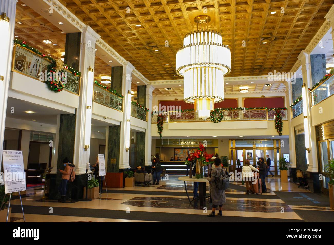 The lobby of historic New Yorker Hotel by Wyndham in Midtown Manhattan.New York City.New York.USA Stock Photo