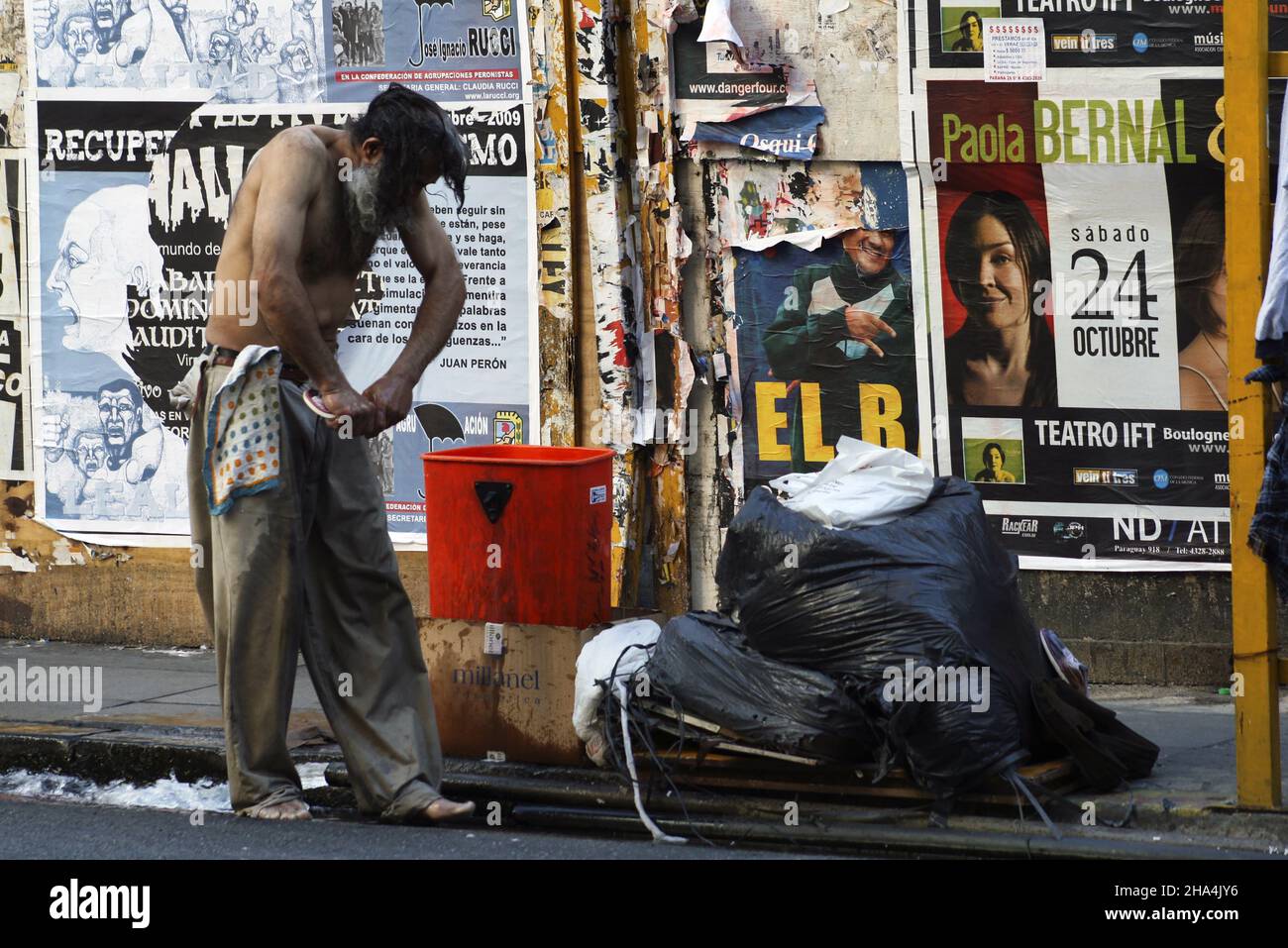 BUENOS AIRES, ARGENTINA Apr 04, 1996 A homeless person taking a