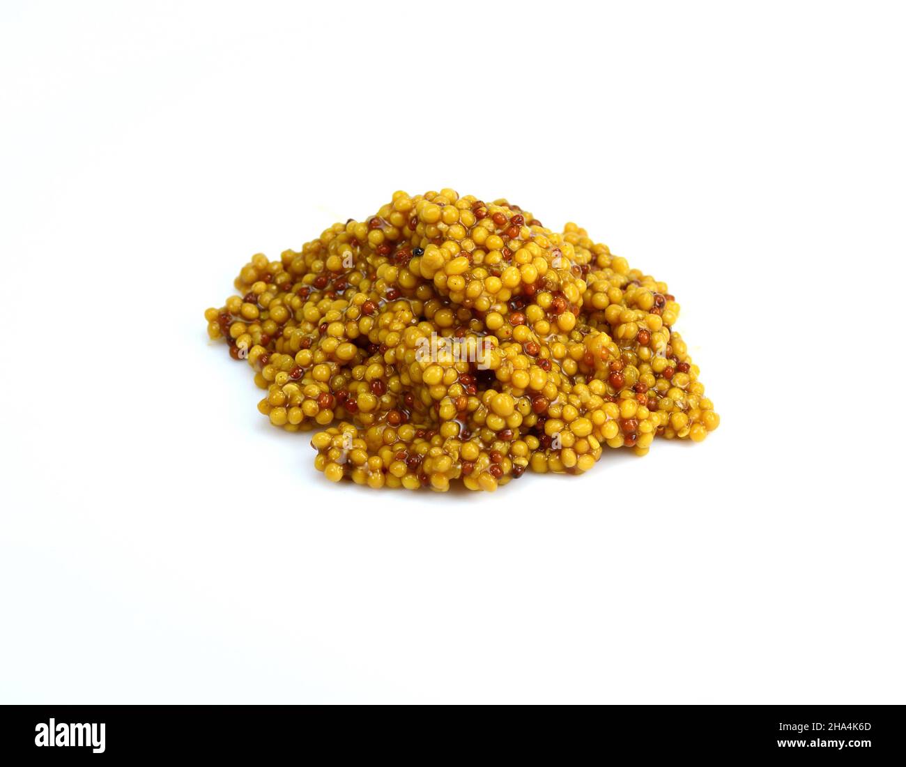 Whole grain mustard. French mustard isolated on white background Stock
