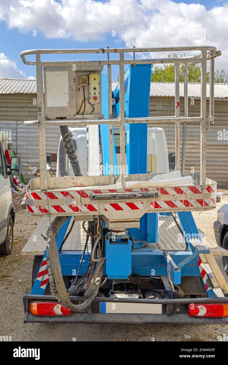 Truck Mounted Lift Aerial Work Platform Basket Stock Photo Alamy