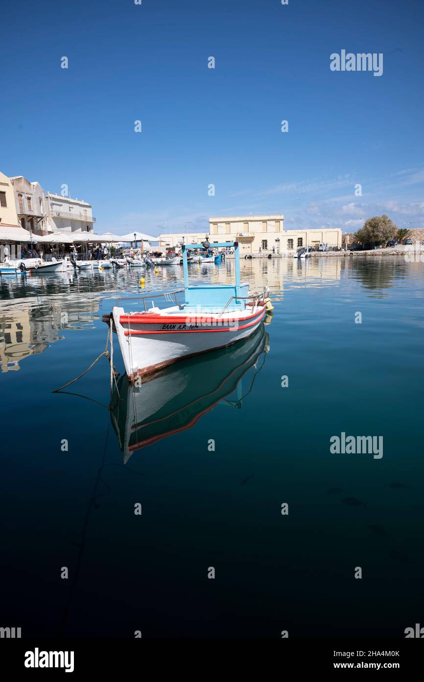 visiting the harbor of the old charming town of rethymno. crete island,greece. a beautiful village at the mediterrane sea with historic buildings and a nice harbor Stock Photo