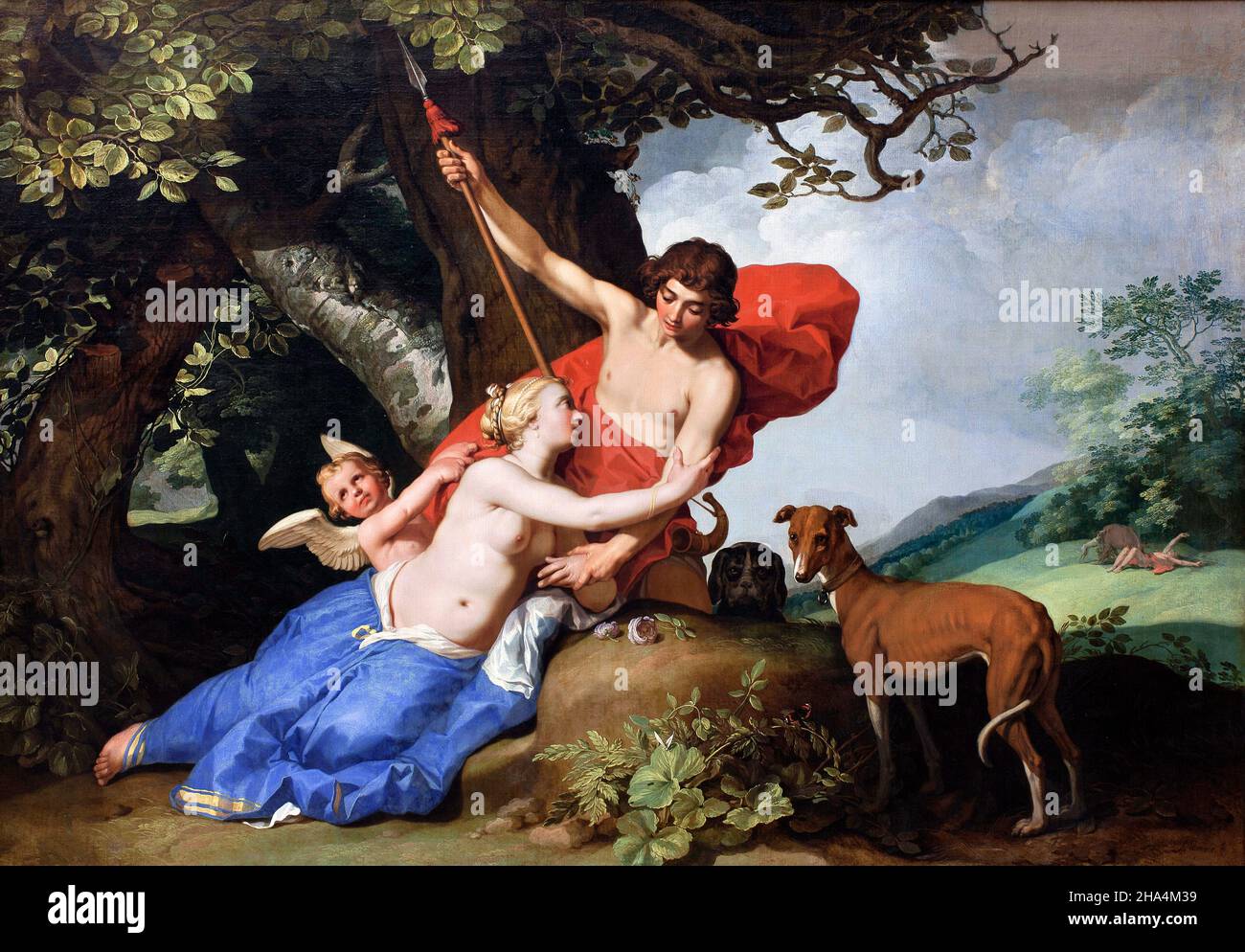 Venus and Adonis by the Dutch artist, Abraham Bloemaert (1566-1651), oil on canvas, 1632 Stock Photo