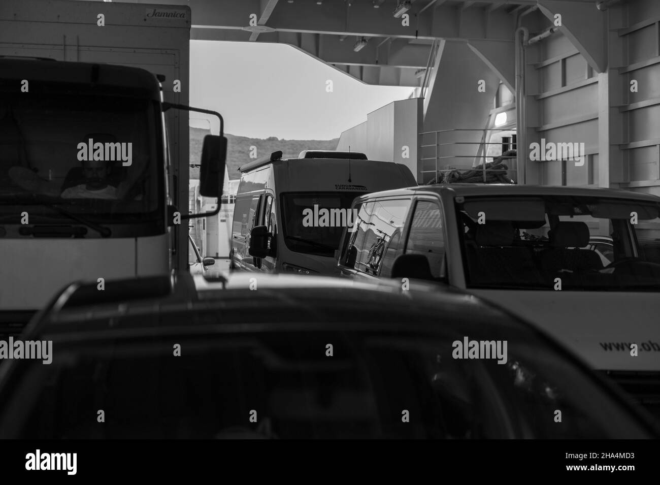 Car ferry rear view Black and White Stock Photos & Images - Alamy
