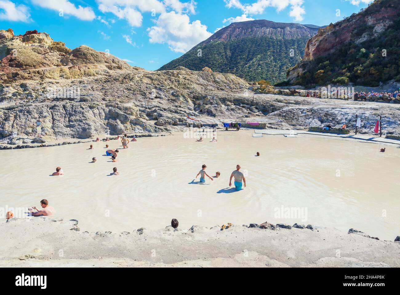Mud bath, Vulcano Island, Aeolian Islands, Sicily, Italy Stock Photo