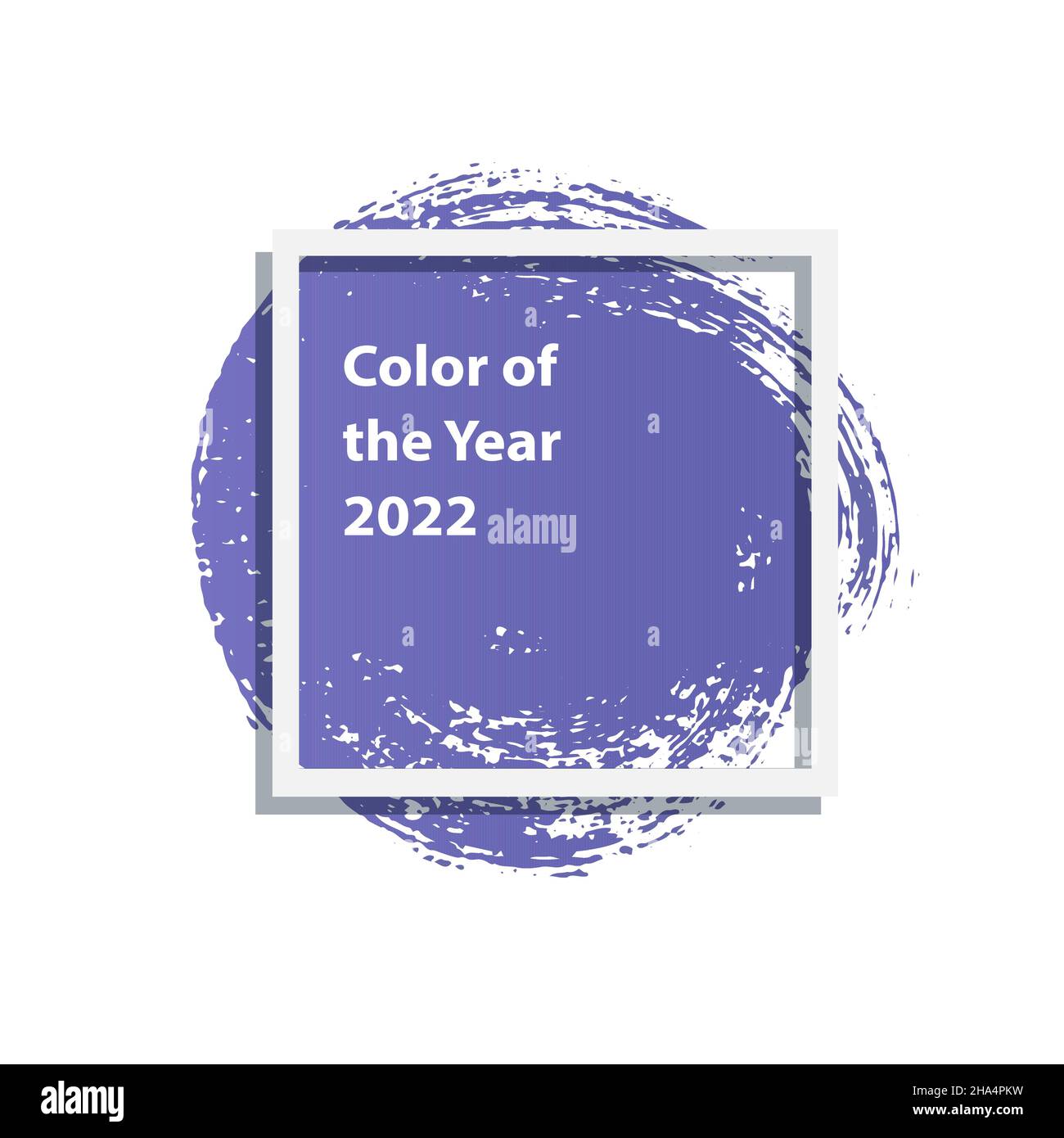 Color of the year 2022 violet purple. Round brushstroke swatch of color