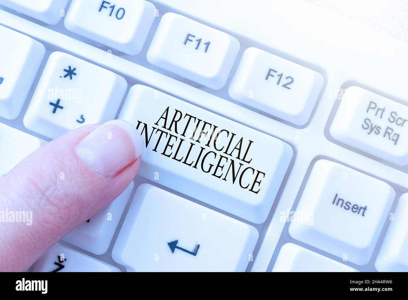 Text showing inspiration Artificial Intelligence. Word Written on Machine copy Cognitive function like Problem Solving Transcribing Online Voice Stock Photo
