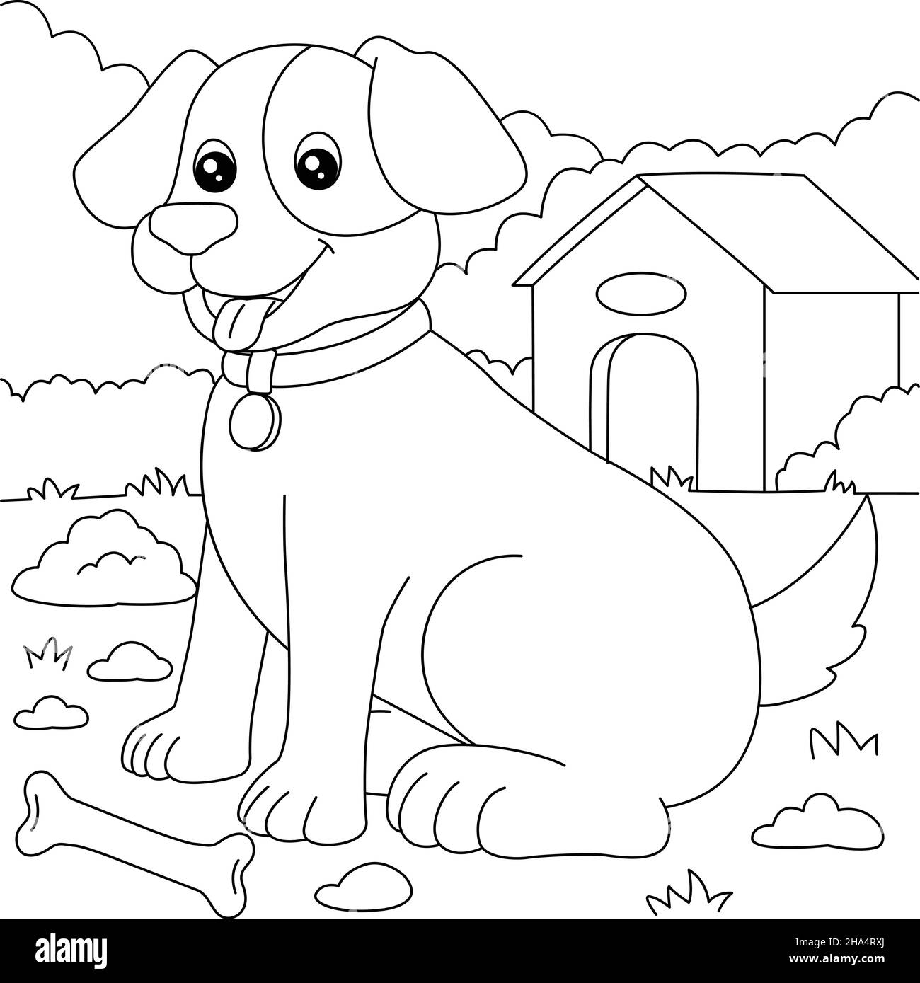 Dog Coloring Page for Kids Stock Vector Image Art Alamy