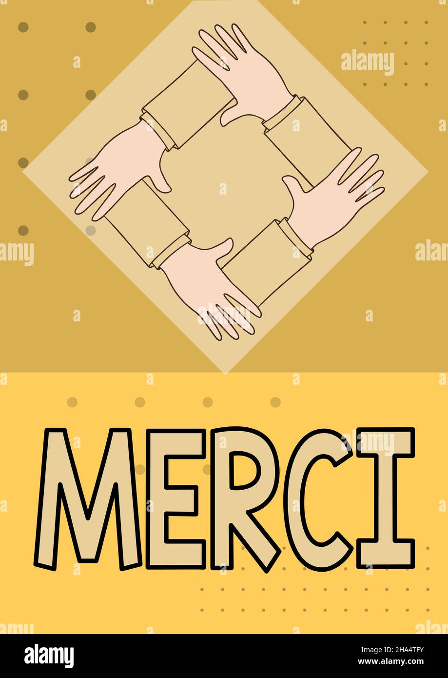 Merci Naps Conceptual caption Merci. Word Written on what is said or response when ...