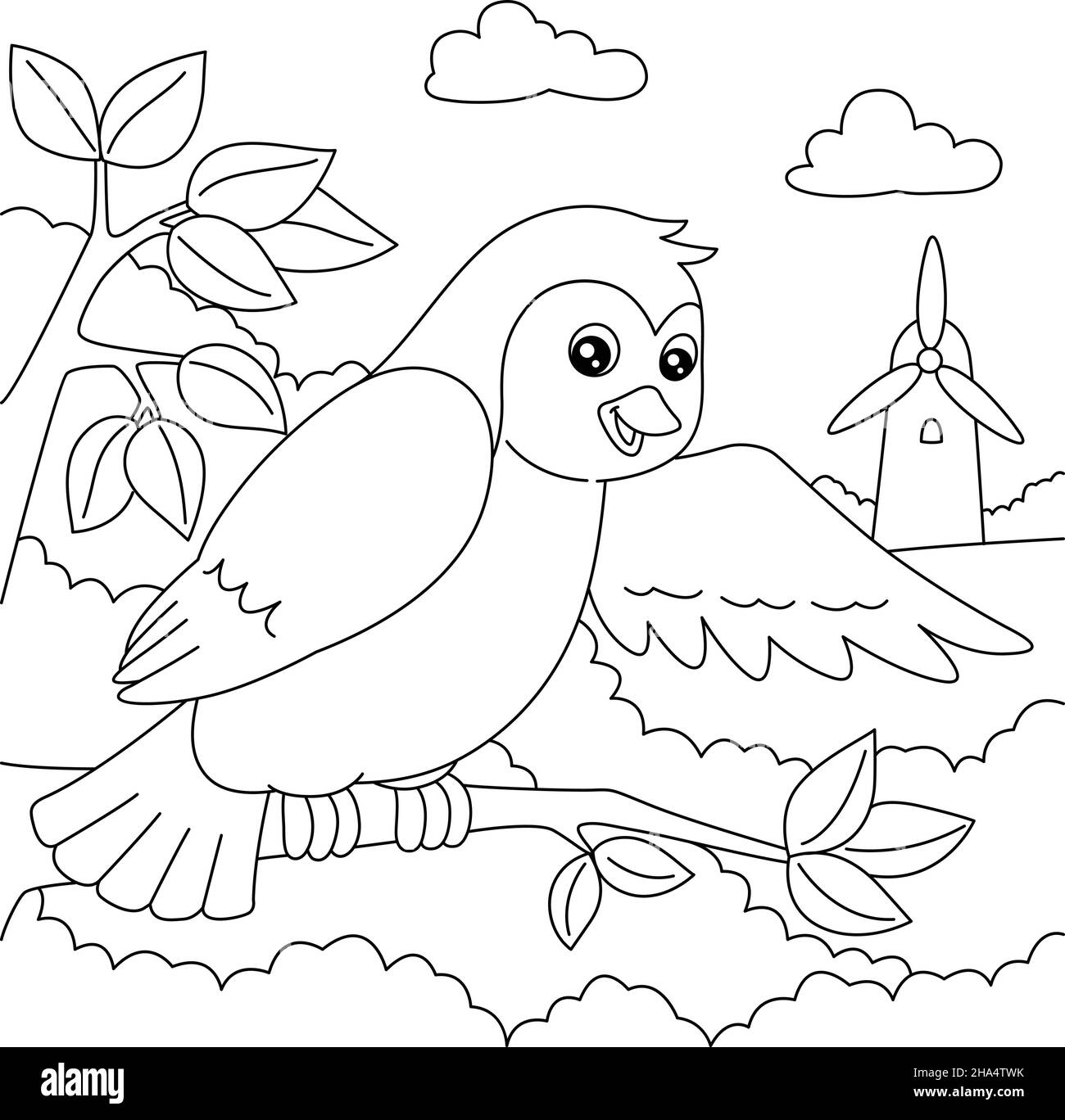 Bird Coloring Page for Kids Stock Vector Image & Art - Alamy
