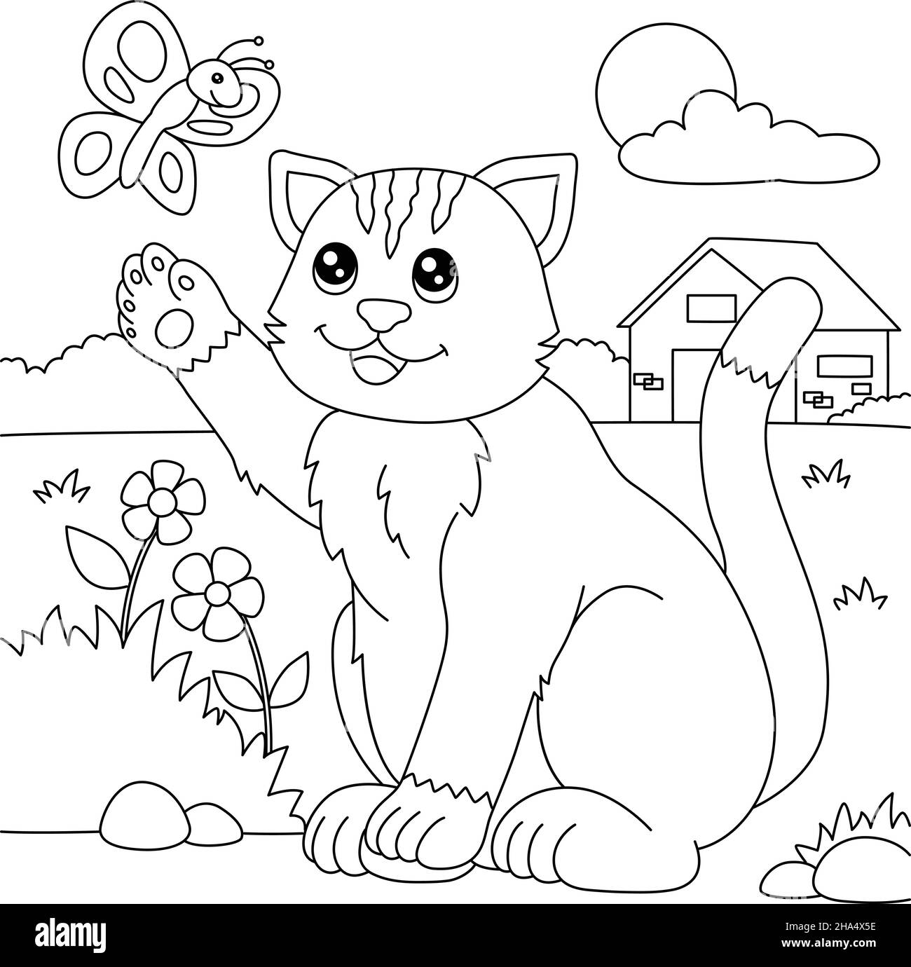 Cat Coloring Page for Kids Stock Vector Image & Art   Alamy