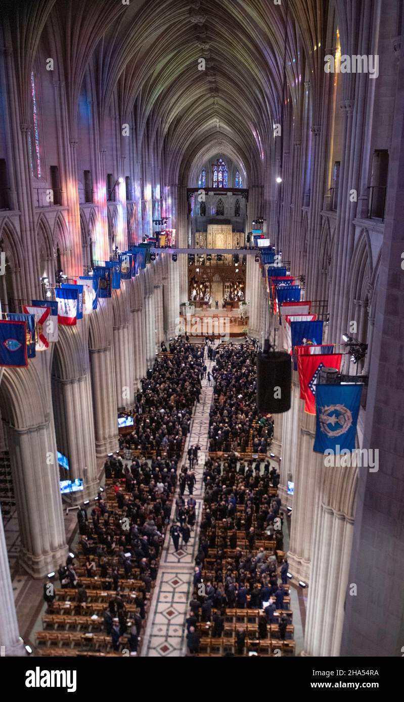 The recessional following the funeral service for former US Senator Bob Dole (Republican of Kansas) at the Washington National Cathedral in Washington, DC on Friday, December 10, 2021.Credit: Ron Sachs/CNP /MediaPunch Stock Photo