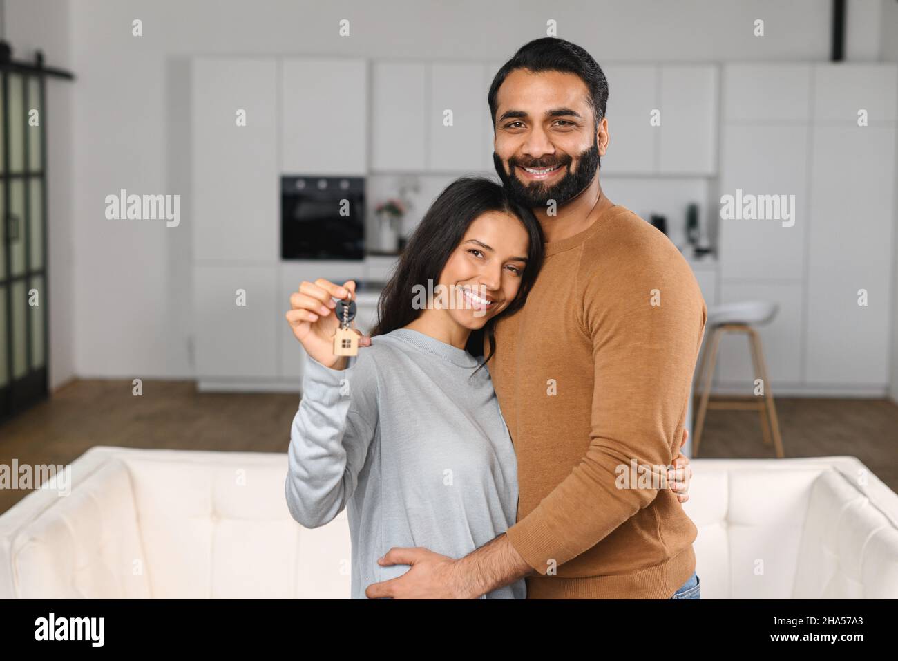 Indian couple holding house keys hi-res stock photography and images ...