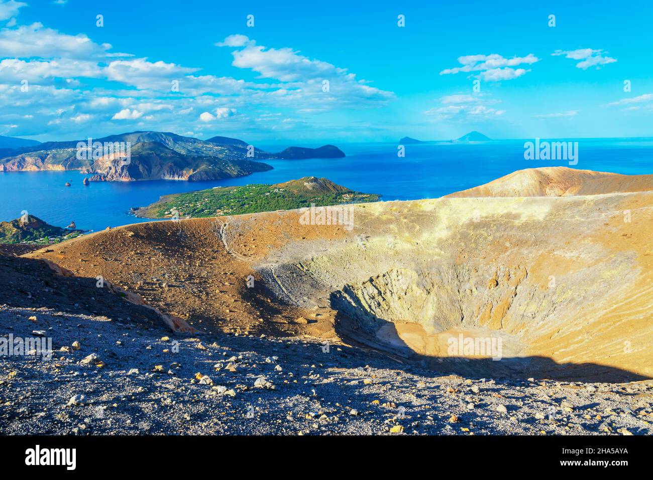 Gran Cratere view, Vulcano Island; Aeolian Islands; Sicily; Italy; Mediterranean; Europe Stock Photo