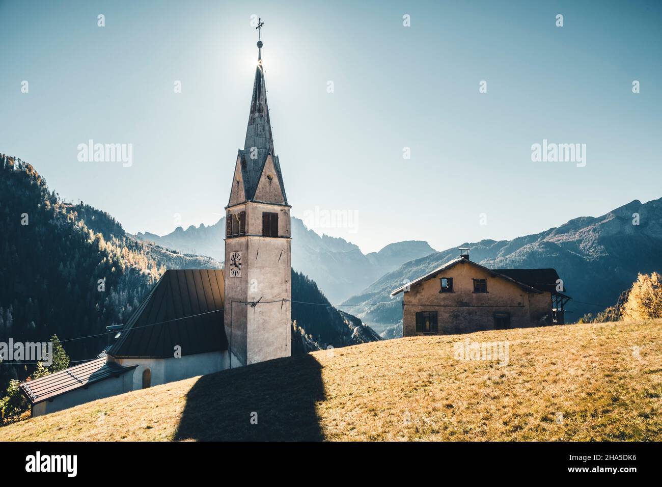 the church of larzonei,village in the municipality of livinallongo del col di lana,belluno,veneto,italy Stock Photo