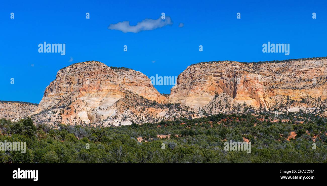 Rock Formations along the Johnson Canyon Road, Johnson Canyon, Kanab, Utah Stock Photo