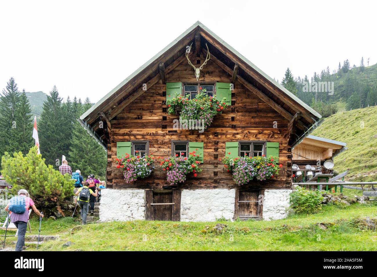 austria,kleinwalsertal,the fluchtalpe,mountain hut in the wildental. Stock Photo