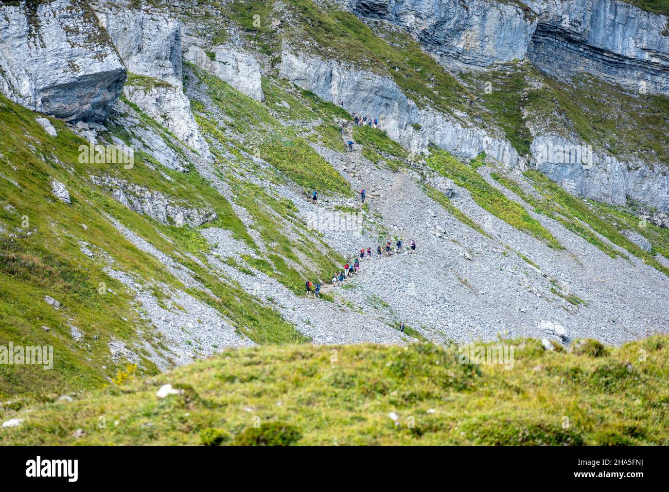 austria,kleinwalsertal,hiking trail,ascent to hohen ifen. Stock Photo