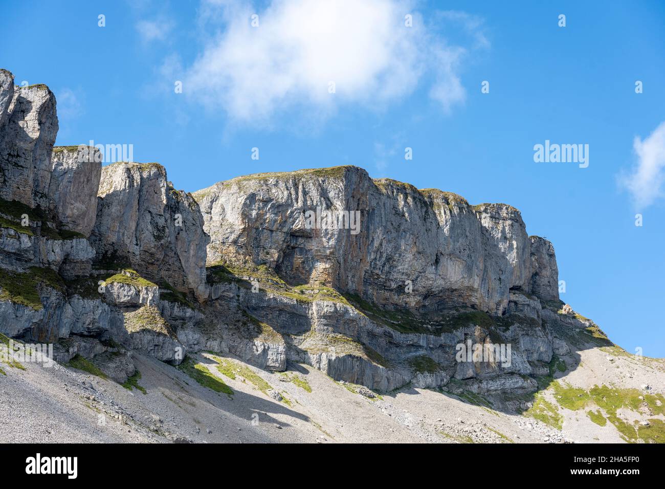 austria,kleinwalsertal,hiking trail,hohen ifen rock massif. Stock Photo