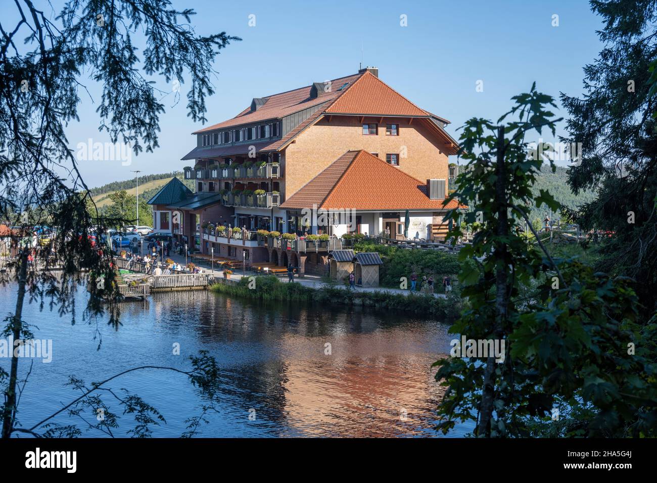 germany,black forest,the mummelsee with the berghotel mummelsee. Stock Photo