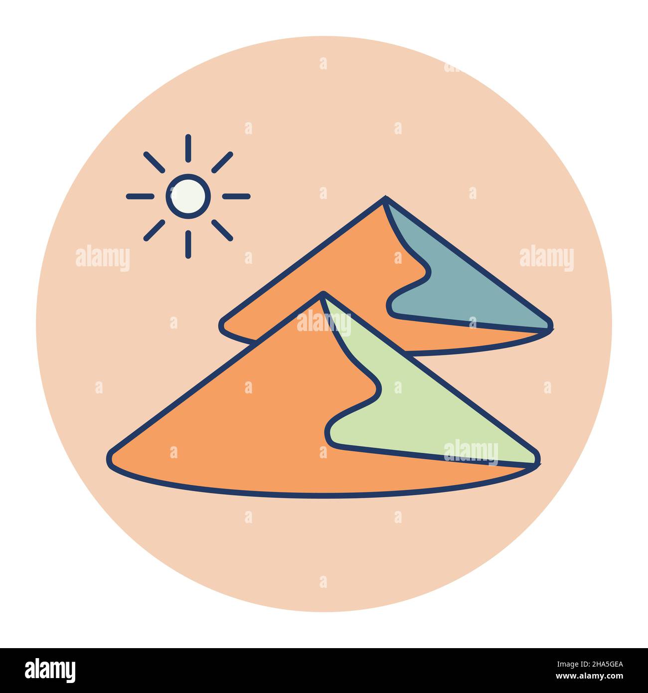Sand dunes vector isolated icon. Nature sign. Graph symbol for travel ...