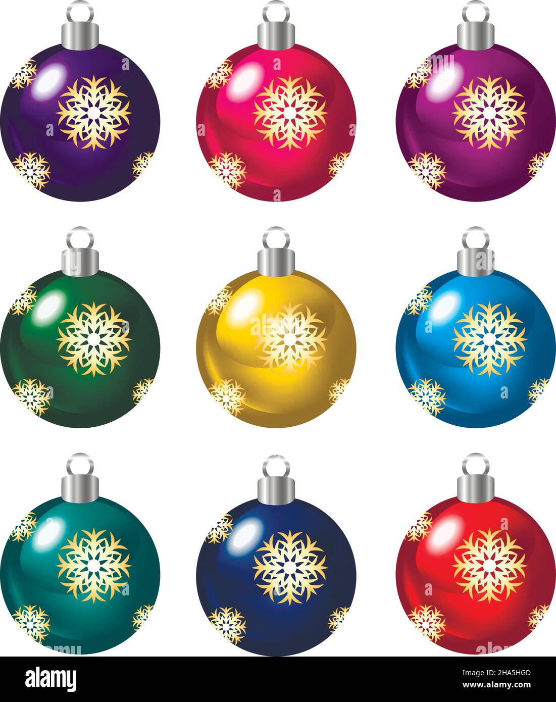 Set of Christmas balls on white background, vector illustration Stock ...