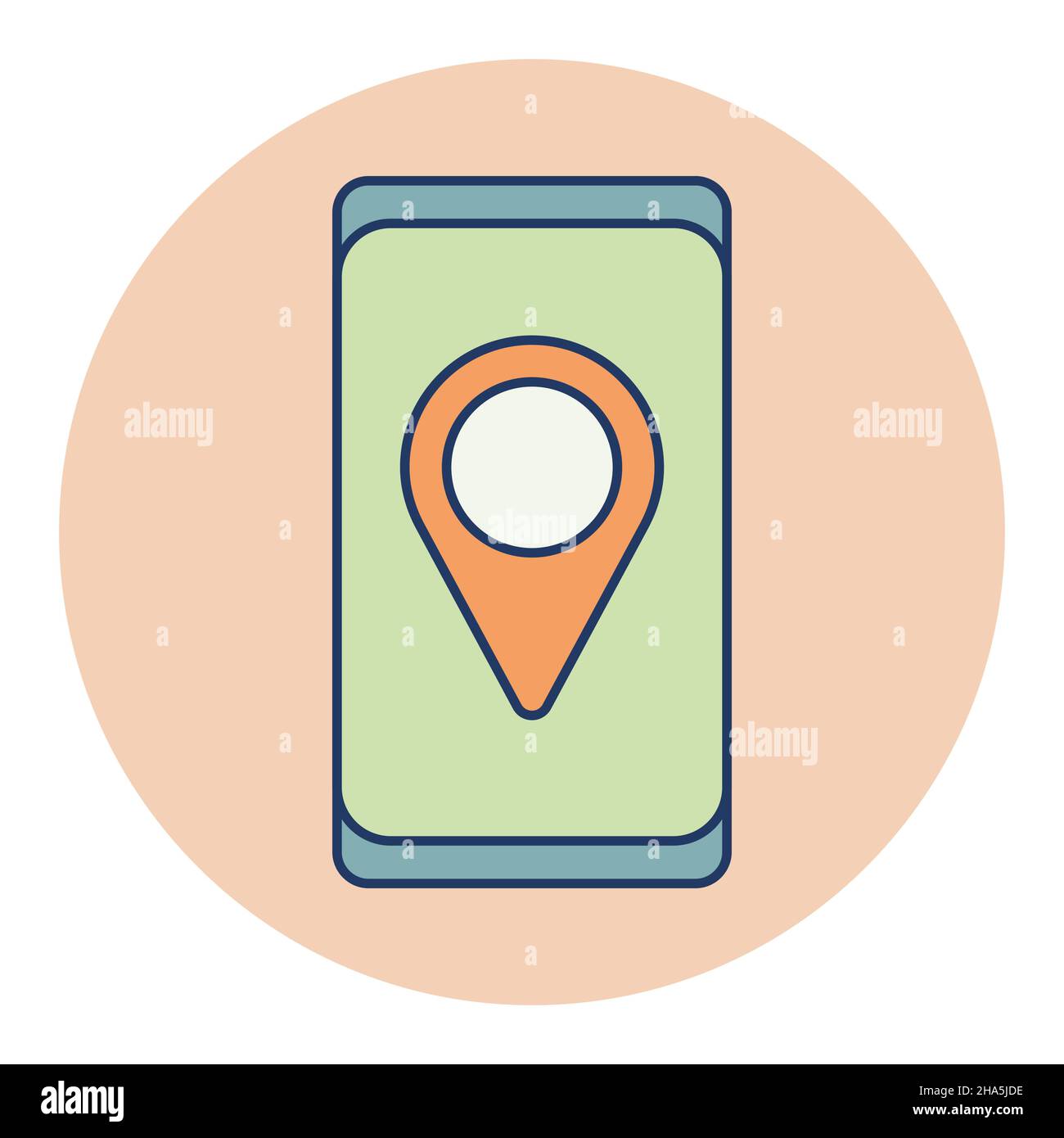 Smartphone with pin location style isolated icon vector. Navigation ...